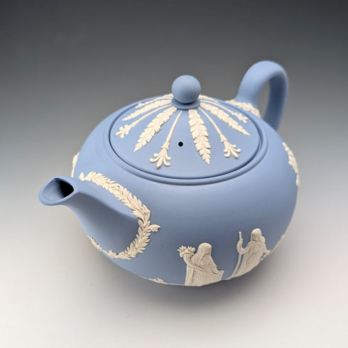 英國復古韋奇伍德茶壺 Jasperware 淡藍色